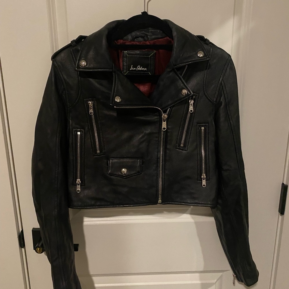 Sam Edelman biker jacket leather black sheep leather